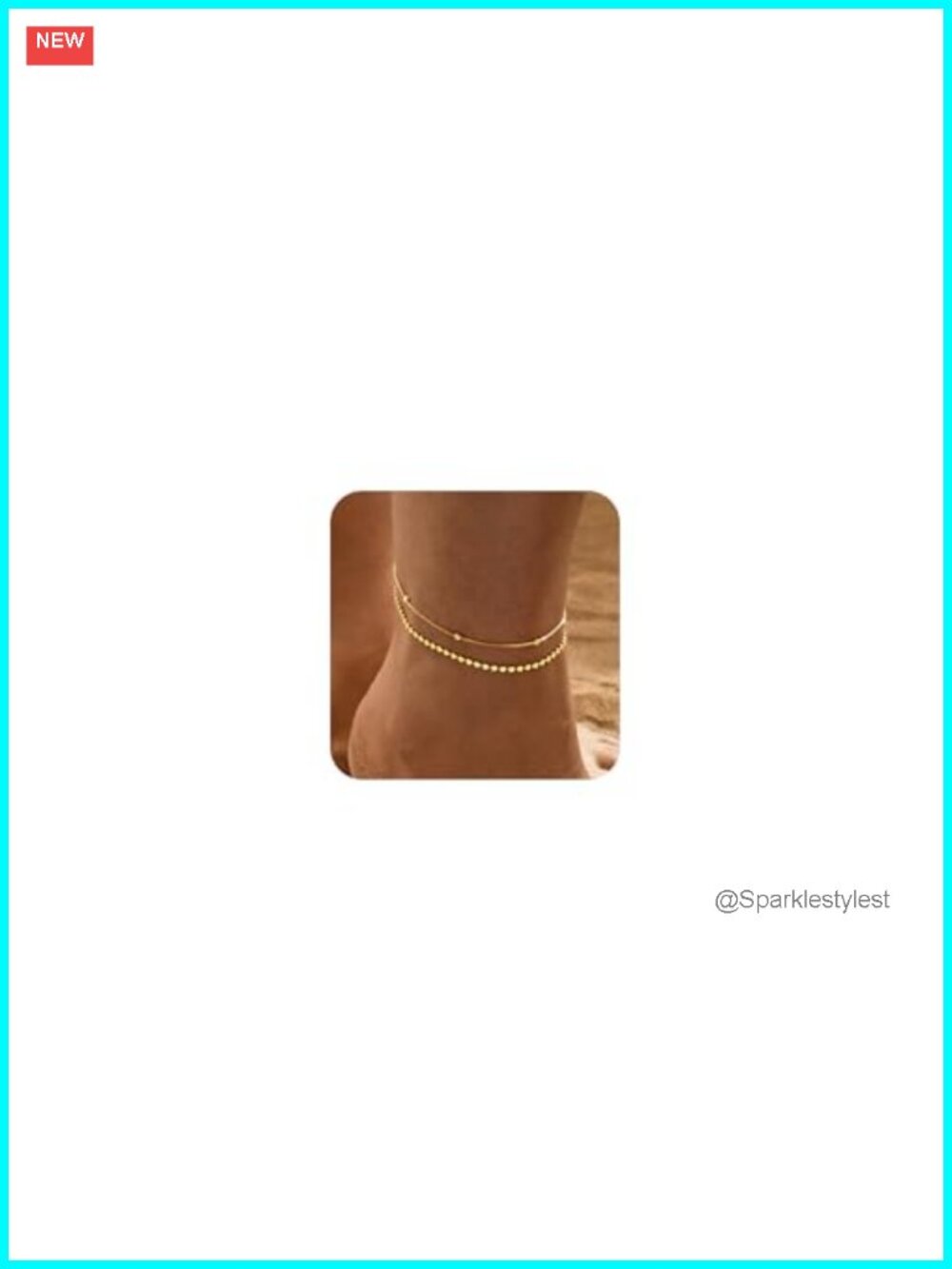 14K Gold Plated Layered Anklet Set Adjustable Waterproof Gift for Women